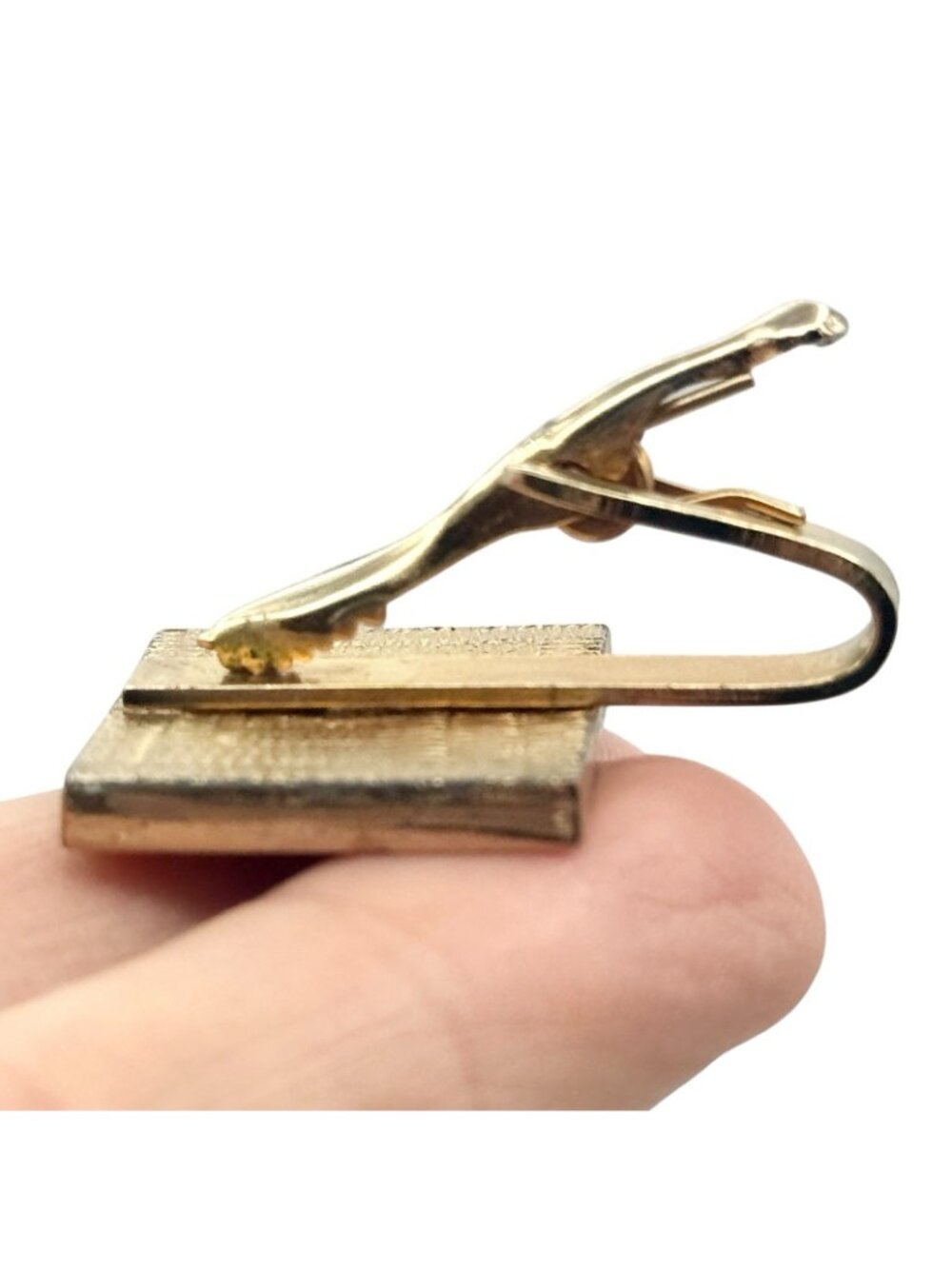Vintage Mid Century Modern Cufflinks and Tie Clip Set Metal Overlay Latin Dancer - Picture 4 of 6